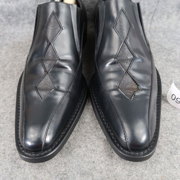 John Fluevog Shoes Mens 7.5 Loafer Slip On Black Leather Diamond Classic Vintage main image 9